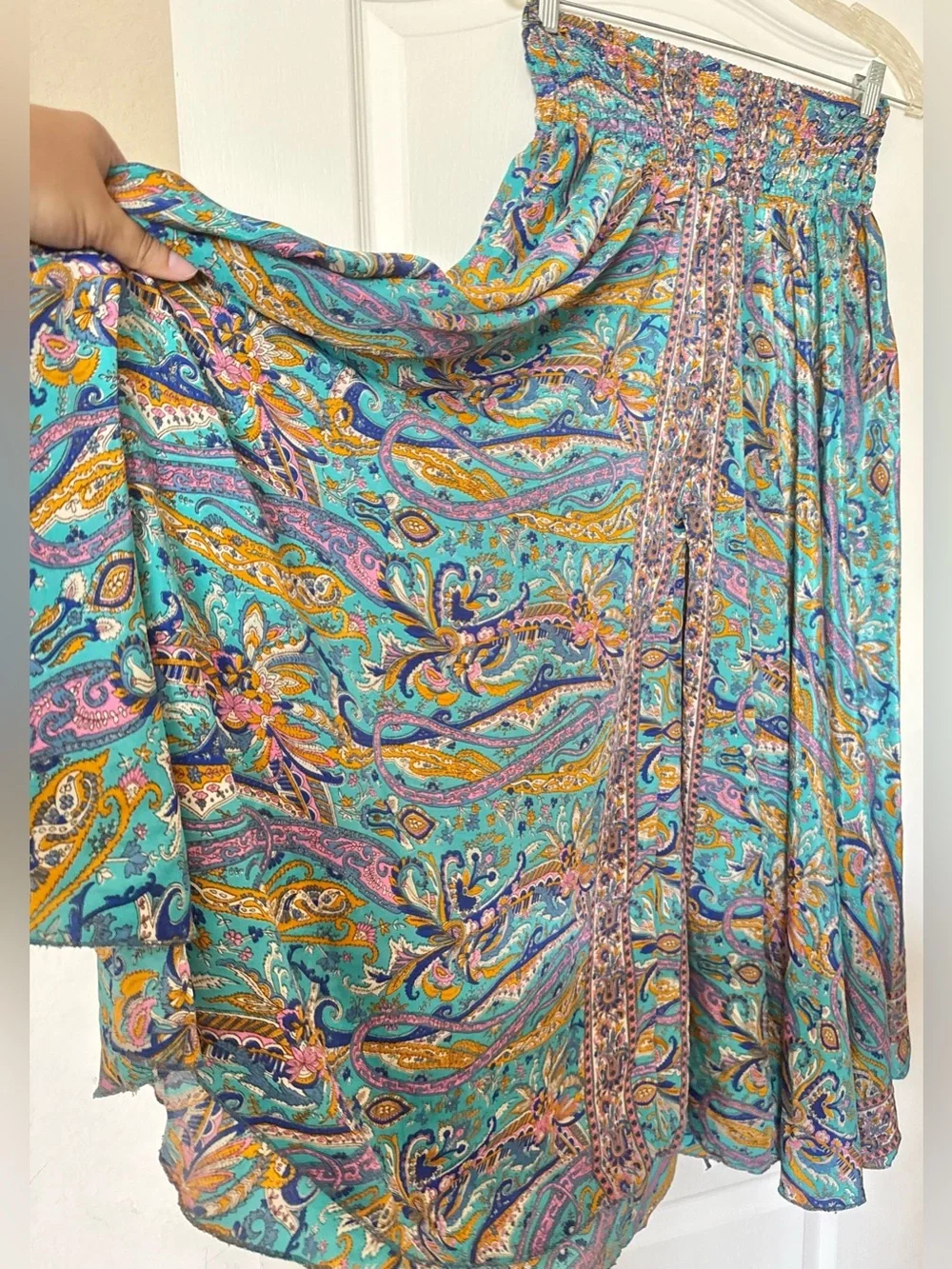 Bohemian Wide-Leg silky Paisley Palazzo Pants one size
